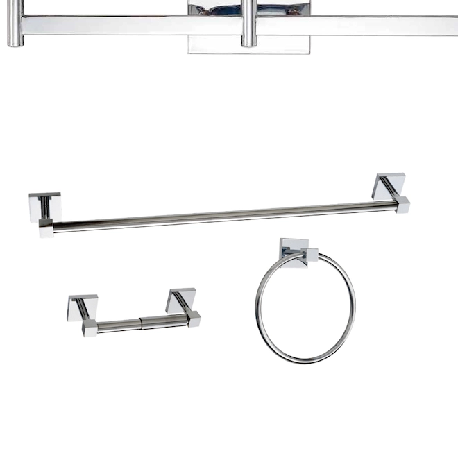 3-Light Vanity Light and Bathroom Accessories Set - Chrome 5 3-Light Vanity Light and Bathroom Accessories Set - Chrome - Image 3