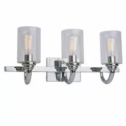 Wall Fixture - 3 Lights - Clear Glass - Chrome