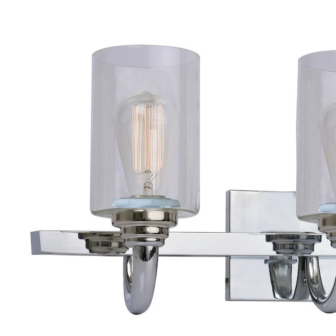 Wall Fixture - 3 Lights - Clear Glass - Chrome 4 Wall Fixture - 3 Lights - Clear Glass - Chrome - Image 2