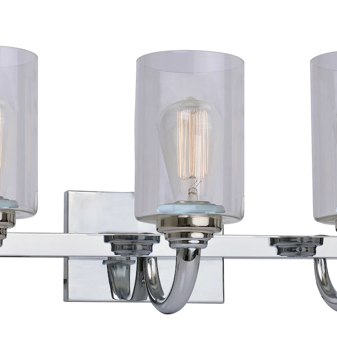 Wall Fixture - 3 Lights - Clear Glass - Chrome 5 Wall Fixture - 3 Lights - Clear Glass - Chrome - Image 3