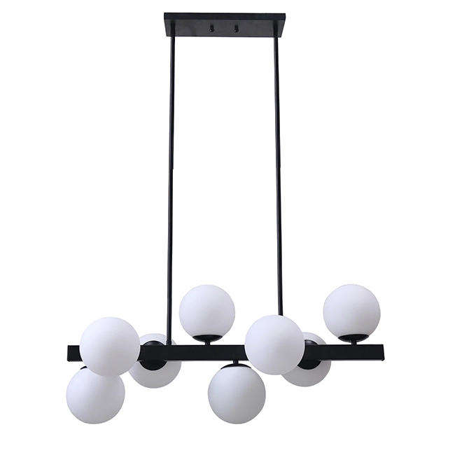 Pendant Light - 8 Lights - 32" x 14.5" - Glass - Matte Black 3 Pendant Light - 8 Lights - 32" x 14.5" - Glass - Matte Black