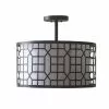 Project Source Semi-Flush Mount Ceiling Light - 2 Lights - 15-in x 13-in - Metal/Fabric - Black and White -Project Source Shop 08385087 L