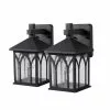 Project Source Outdoor Wall Lantern - 11.7-in - Black Metal and Hammered Glass - Set of 2 2 Project Source Outdoor Wall Lantern - 11.7-in - Black Metal and Hammered Glass - Set of 2 -Project Source Shop 08385091 L