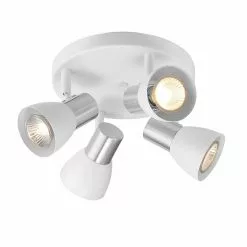 Ceiling Light - 4 Lights- Metal/Glass - White/Brushed Nickel