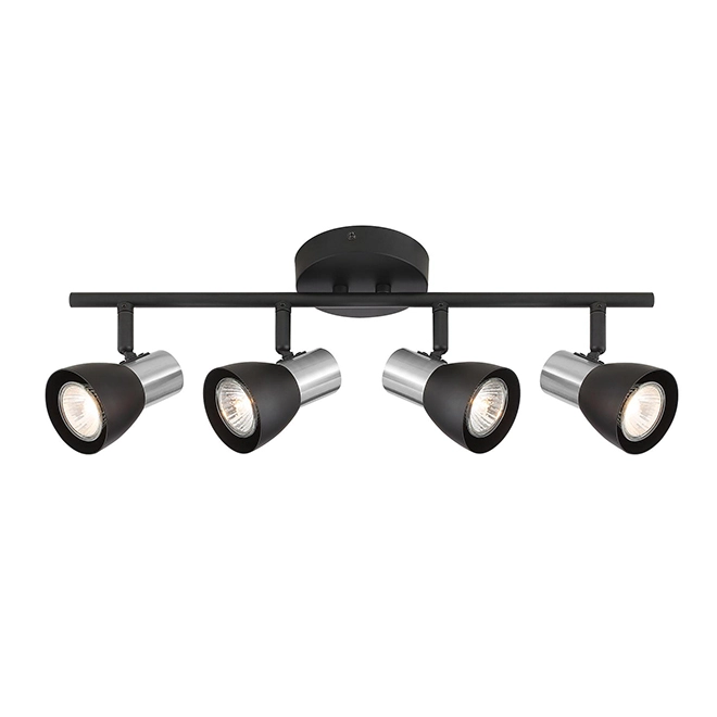 Track Light- 4 Lights - GU10/GZ10- Metal/Glass - Black/Nickel 3 Track Light- 4 Lights - GU10/GZ10- Metal/Glass - Black/Nickel