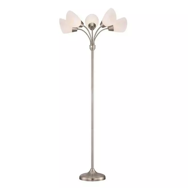 Project Source Satin Nickel Floor Lamp - 5 Gooseneck Arms - 66.37-in 3 Project Source Satin Nickel Floor Lamp - 5 Gooseneck Arms - 66.37-in