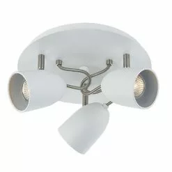 Flush Mount Light- 3 Lights -14" - Steel- Matte White/Chrome