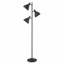 Project Source 3-Light Floor Lamp - Steel - 18-in x 65-in - Black
