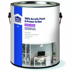 Project Source Plus 2-in-1 Acrylic Paint and Primer - White - Pearl Finish - 3.78-L