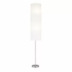 Project Source Floor Lamp with Rice Paper Shade - 69.75-in - Brushed Nickel and White