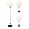 Project Source Floor Lamp and Table Lamps - 58-in/22-in - Metal/Fabric - Black/White - 3-Piece Set -Project Source Shop 63745016 L