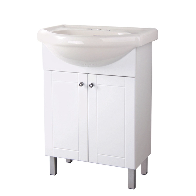 Project Source White 24-in Elevated Vanity with Sink - 2 Doors 3 Project Source White 24-in Elevated Vanity with Sink - 2 Doors