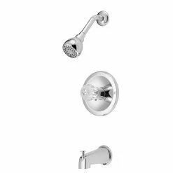 Bath-Shower Faucet - 1 Handle - Brass/Zinc - Chrome