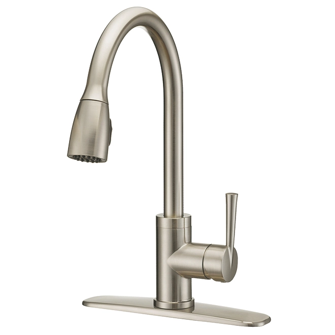 Project Source Kitchen Faucet with Pull-Down Spout - 1 Handle - Brushed Nickel 3 Project Source Kitchen Faucet with Pull-Down Spout - 1 Handle - Brushed Nickel